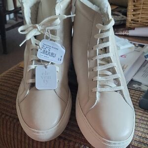 Eleventy Women's Off-White High-Top Sneakers
